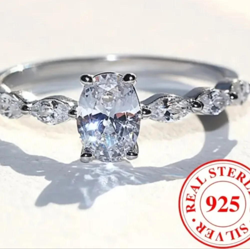 925 Sterling Silver oval stone.Size 7. Boutique New Fast Ship. - Picture 5 of 6